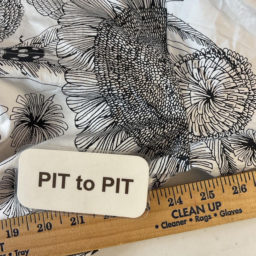 Norma Kamali Cropped Oversized Boyfriend NK Shirt Odonata Print White Black MD - Picture 9 of 11
